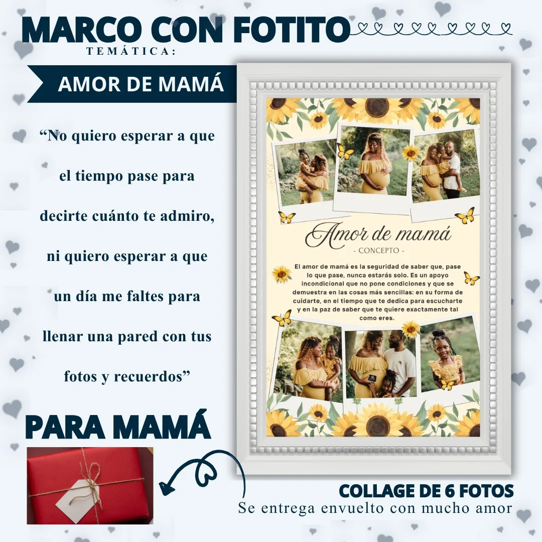Marco collage para mamá con moldura blanca