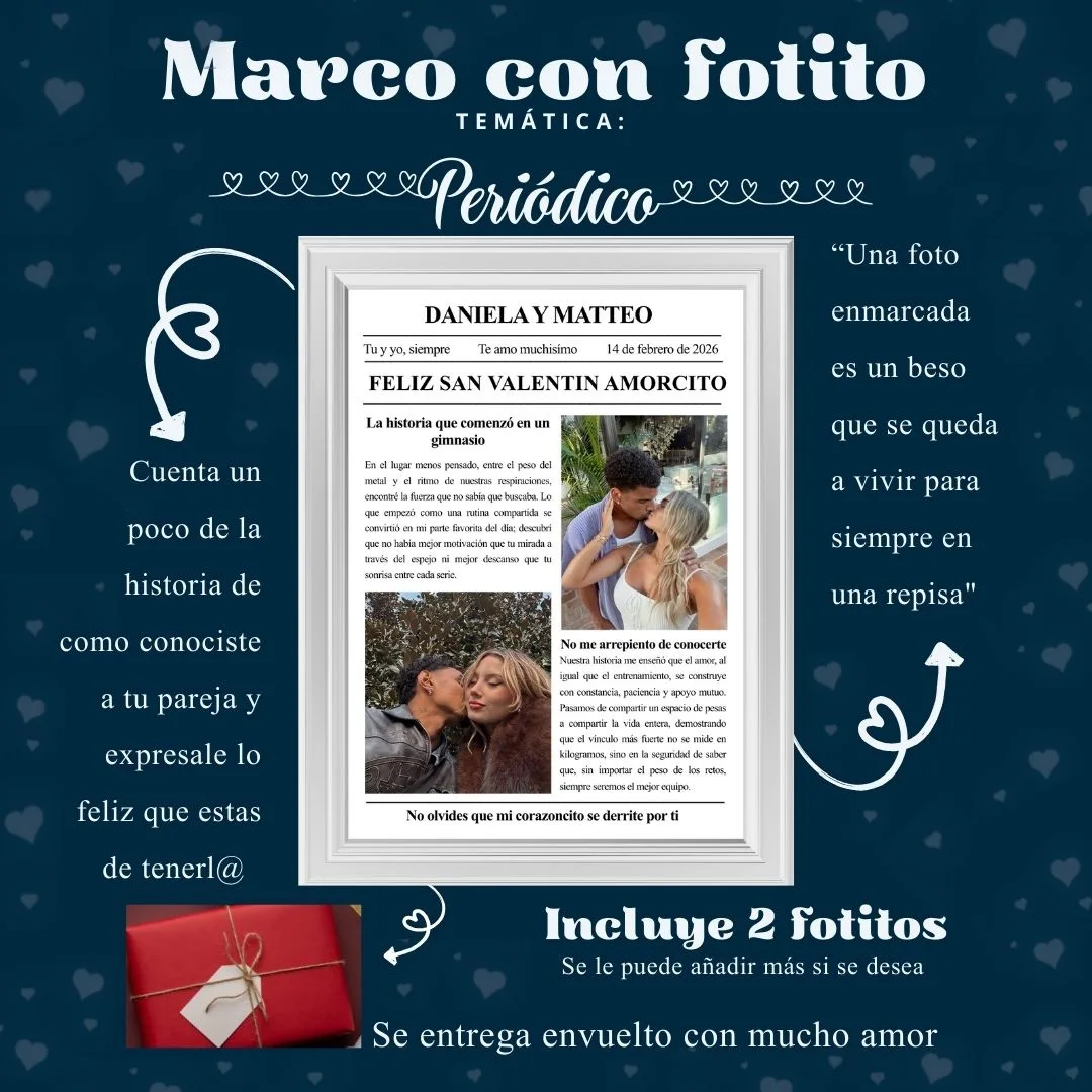 Marco periódico San Valentín con historia de amor