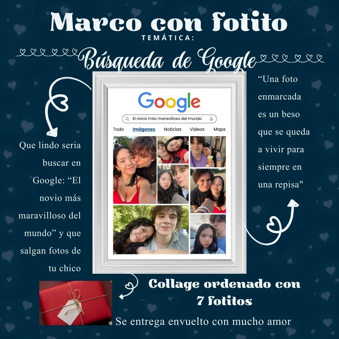 Marco temático estilo buscador Google con collage de fotos